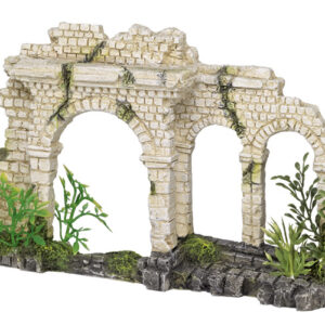 Akvariedekoration - Tri-arch Brick Gate med plants