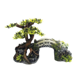 Akvariedekoration - Bridge med Bonsai and plants