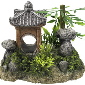 Akvariedekoration - Asian Temple med plants