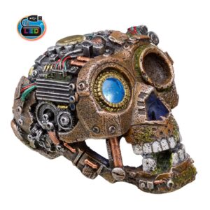 Akvariedekoration - Cyborg Skull 2 med LED