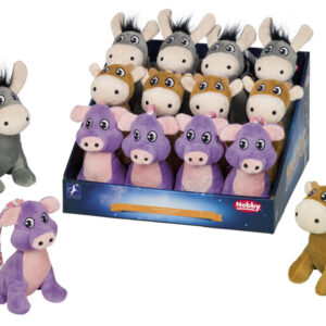 Display 12  stk.,Plys med reb æsel/ko/gris