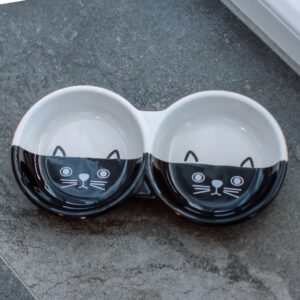 Katte Keramik dobbelt skål FACE, 130 ml