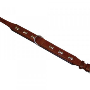 Læderhalsbånd Cerro sort/cognac