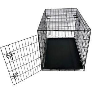 Foldbart transportbur til bil, sort m/plastbakke