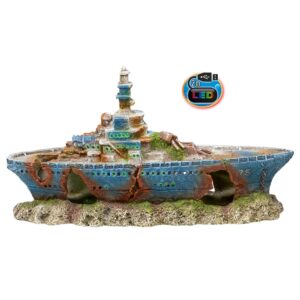 Akvariedekoration - Ship wrack med LED