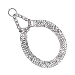 Kædehalsbånd, halvkvæl, krom, 3-ræk 2 mm