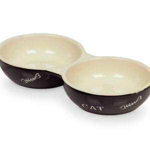 Dobbelt keramikskål "CAT", 23x12x4 cm