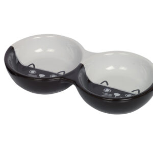 Katte Keramik dobbelt skål FACE, 130 ml