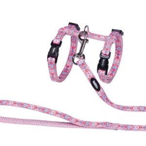 Kattesele + line pink blomster