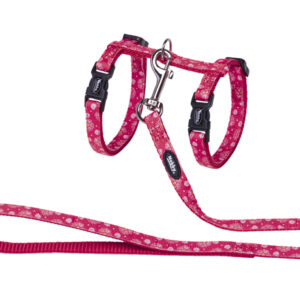 Kattesele + line røde blomster