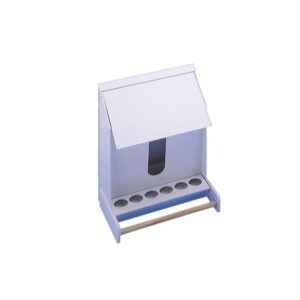 Foderautomat i plastik for kanariefugle