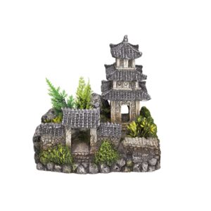 Akvariedekoration - Asian temple med plants