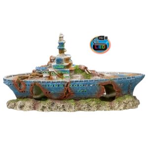 Akvariedekoration - Ship wrack med LED