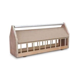 Fodertrug m/metalrulle, træ, 60 cm (B)