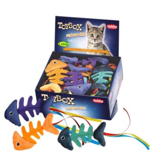 Display, Plys fiskeben med catnip 24 stk