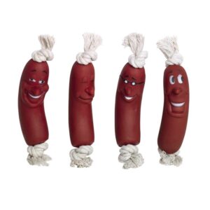 Vinyl legetøj pølser på reb