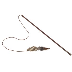 Stang med mus med rangle og fjer