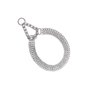 Kædehalsbånd, halvkvæl, krom, 3-ræk 2 mm