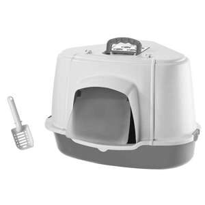 Hjørnetoilet m. tag, grå, 70 x 57 x 48 cm