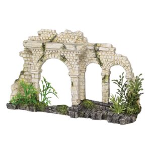 Akvariedekoration - Tri-arch Brick Gate med plants